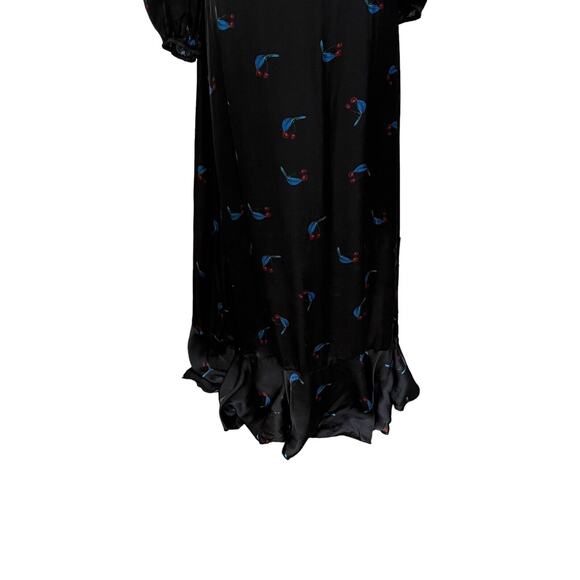 Cynthia Rowley Blue Cherry Print SEA BREEZE Maxi Flounce Hem Dress Sz 10 - Picture 13 of 16